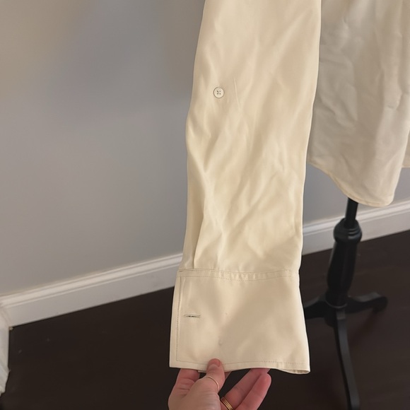 Vintage 100% Silk Ivory Button Down - Size L - Picture 3 of 7